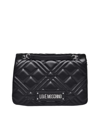 Love Moschino Black Polyurethane Quilted Crossbody Bag