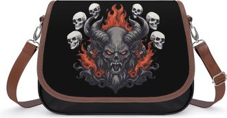 Generic Baphomet Satanic Goat Head Devil Skull Small Womens Crossbody Bags Shoulder Handbag with Adjustable Strap for Travel