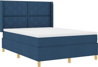 vidaXL Letto A Molle Con Materasso Blu 160 X 200 Cm Tessuto Vidaxl