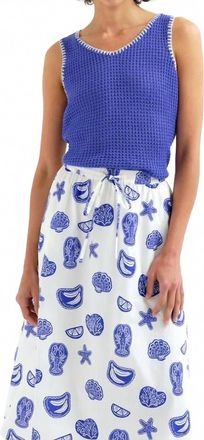 Compa&ntilde;&iacute;afant&aacute;stica Openwork Knit Top With Embroidered In Blue