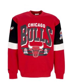 Mitchell & Ness Sweatshirts, male, Red, Size: M Chicago Bulls Crewneck Sweatshirt