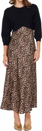 Current Air Mixed Media Midi Dress In Leopard