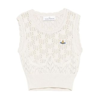 Vivienne Westwood Round-neck Knitwear, female, Beige, Size: XS Ella Top