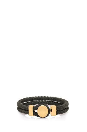 Tom Ford LEATHER PRESS STUD BRACELET Size: XL, colour: GREEN