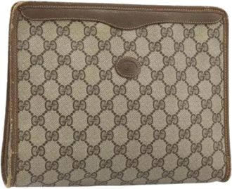 Gucci Pre-owned Clutches, female, Beige, Size: ONE SIZE Pre-owned GG Canvas Clutch