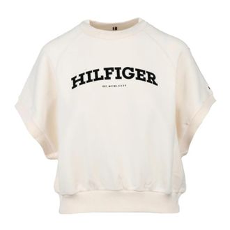 Tommy Hilfiger Cropped Sweatshirt - Dames - Sweatshirts - Wit - M - Katoen - Hoodies & sweatvesten