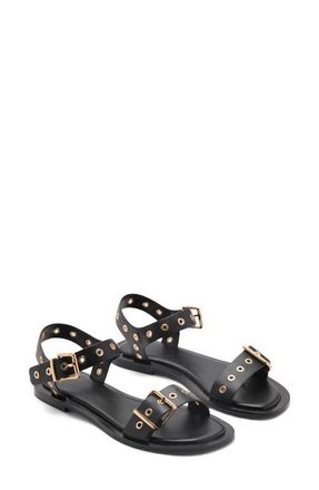 Mango Grommet Strap Sandal in Black at Nordstrom, Size 7.5Us