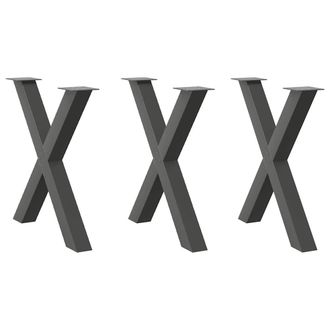 Berkfield Home Dining Table Legs X-Shaped 3 pcs Anthracite 80x(72-73) cm Steel in Black