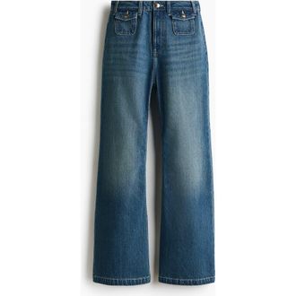 H&M Wide High Jeans in Denim Blue at Nordstrom, Size 10