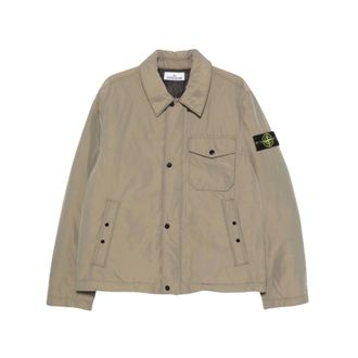 Stone Island Jassen, Heren, Beige, M, Stone Island Buitenlaag