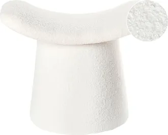 Beliani Puf Con capiton&eacute; Boucl&eacute; Blanco crema