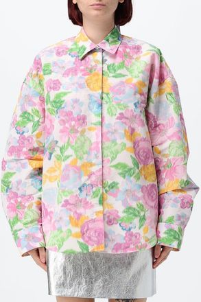 Msgm Camicia relaxed fit a fantasia floreale in cr&ecirc;pe con colletto francese