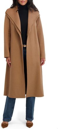 Elie Tahari Elliot Tie Waist Wool Blend Coat in Camel at Nordstrom Rack, Size X-Small
