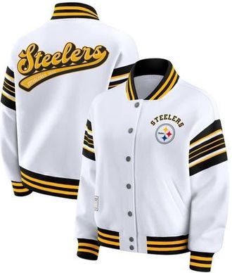 WEAR by Erin Andrews Womens WEAR by Erin Andrews White Pittsburgh Steelers Plus Size Full-Snap Fleece Sweatshirt Jacket at Nordstrom, Size 3X