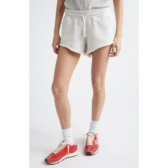 Golden Goose Distressed Cotton Sweat Shorts in Vintage Gray Melange at Nordstrom, Size X-Small