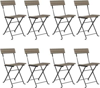 vidaXL Vidaxl - Sillas Cafeter&iacute;a Plegables 8 Uds Acero Y Rat&aacute;n Sint&eacute;tico Gris