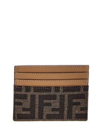Fendi Fendi Baguette Ff Jacquard & Leather Card Case