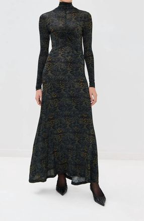 Ulla Johnson Koa Jersey Ruched Front Turtleneck Dress In Desert Jasper