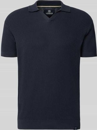 Lerros Slim Fit Strick-Poloshirt mit V-Ausschnitt in Marine, Gr&ouml;&szlig;e XXXL