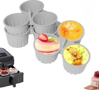 OEM Paquete De 2 Moldes De Silicona Para Huevos, Moldes Para Freidora De Aire De 3 Tazas Con Capacidad 135 Ml, Reutilizables Aptos Lavavajillas, Gris