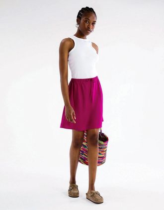 Omnes Womens Nessa Drawcord Mini Skirt - Pink - Size: 12