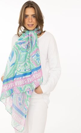 Zwillingsherz Modeschal ZWILLINGSHERZ Paisley, Damen, mint, Kunstfaser, Modet&uuml;cher Modeschal, transparent, aquarell Print, Schriftzug