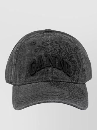 Ganni embroidered denim baseball cap