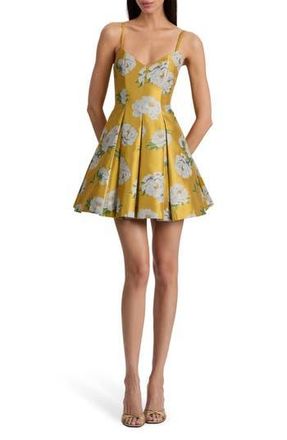 Alice & Olivia Isabelle Floral Minidress in Floral Caf Golden Hour at Nordstrom Rack, Size 14