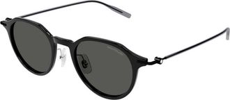 Montblanc Mb 0355S 001 Zonnebril - Heren - Zonnebrillen - Zwart - 49 MM - Nylon - Accessoires