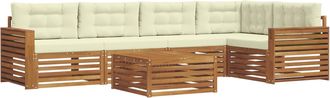 vidaXL Conjunto De Sof&aacute;s De Exterior 6 Uds. Natural Y Crema Vidaxl