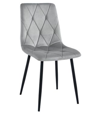 OEM Silla Libra - Terciopelo Gris Plateado / Patas Negras X 1