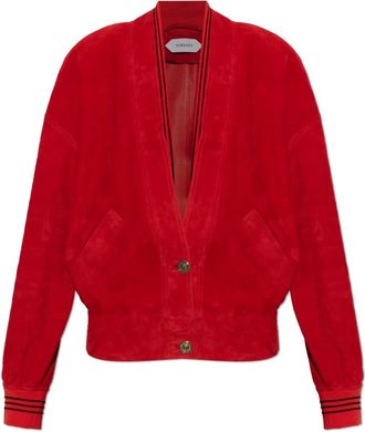 Versace Suede Jacket - Dames - Leren en Su&egrave;de Jassen - Rood - S - Leer - Jassen