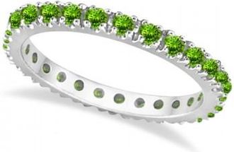 Allurez Peridot Eternity Stackable Ring Band 14K White Gold (0.75ct)