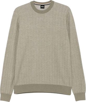 HUGO BOSS Basic ronde hals trui - Heren - Ronde hals truien - Groen - M - Truien & Vesten