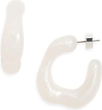 Nordstrom Resin Curved Hoop Earrings in Ivory at Nordstrom