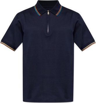 Paul Smith Zip Polo - Heren - Polos - Blauw - 2XL - Katoen - Tops