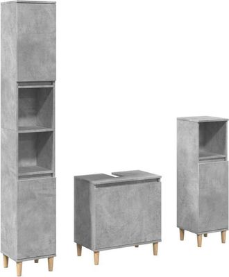 vidaXL Set muebles de baño 2 piezas madera contrachapada gris hormigón vidaXL