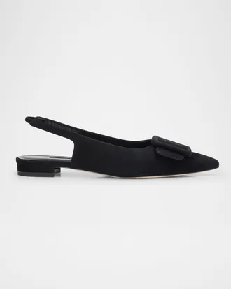 Manolo Blahnik Maylura Suede Slingback Ballerina Flats