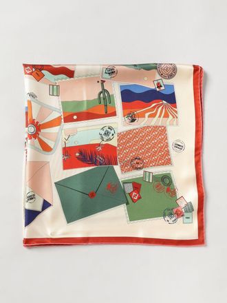 Fendi Foulard quadrato in pura seta con stampa grafica all-over
