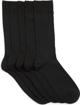 Nordstrom Rack Ultrasoft 5-Pack Ribbed Dress Socks in Black at Nordstrom Rack, Size Regular