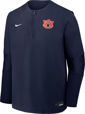 Nike Auburn Dugout Nike Mens Dri-FIT College 1/4-Zip Long-Sleeve Windshirt in Blue | 04HD0CZDAUN-39L