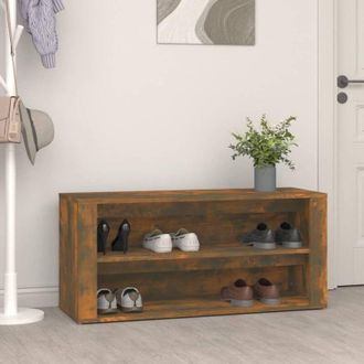 vidaXL Vidaxl - Mueble Zapatero Madera Contrachapada Roble Ahumado 100x35x45 Cm
