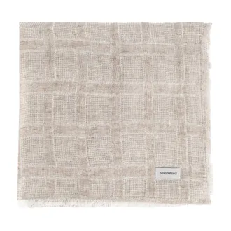 Emporio Armani Scarves, female, Beige, Size: ONE SIZE Brushed Linen Scarf with Lurex