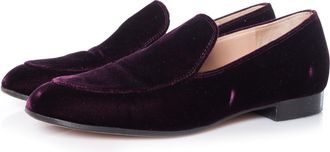 Gianvito Rossi Pre-owned Womens burgundy marcel velvet loafers. - Size EU 36