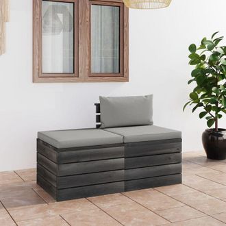 vidaXL 2 Pcs Conjunto De Paletas Con Cojines De Pino Masivos