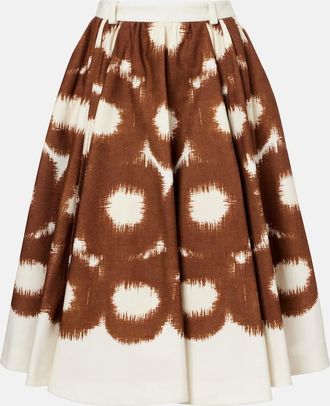 Prada Printed cotton canvas midi skirt