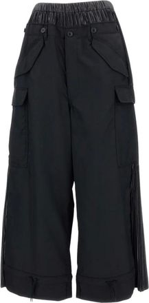 Junya Watanabe Broeken, Dames, Zwart, M, Wol, Baggy Cargo Broek