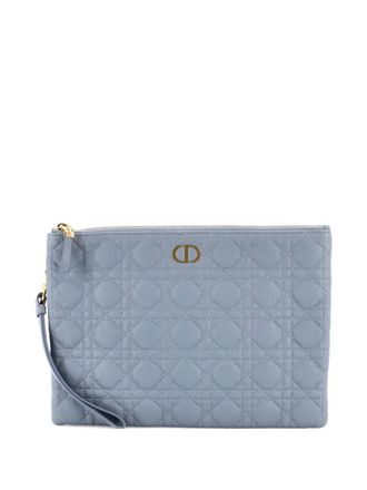 Dior Caro Daily Pouch Cannage Quilt Calfskin clutch bag - women - Calf Leather - One Size - Grey