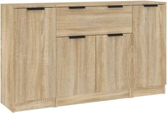 vidaXL Sideboards 3 pcs Sonoma Oak Engineered Wood Vidaxl