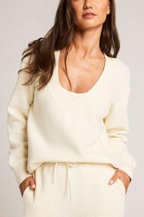 Negative Underwear Waffle Knit Deep V in Cream at Nordstrom, Size Xx-Large